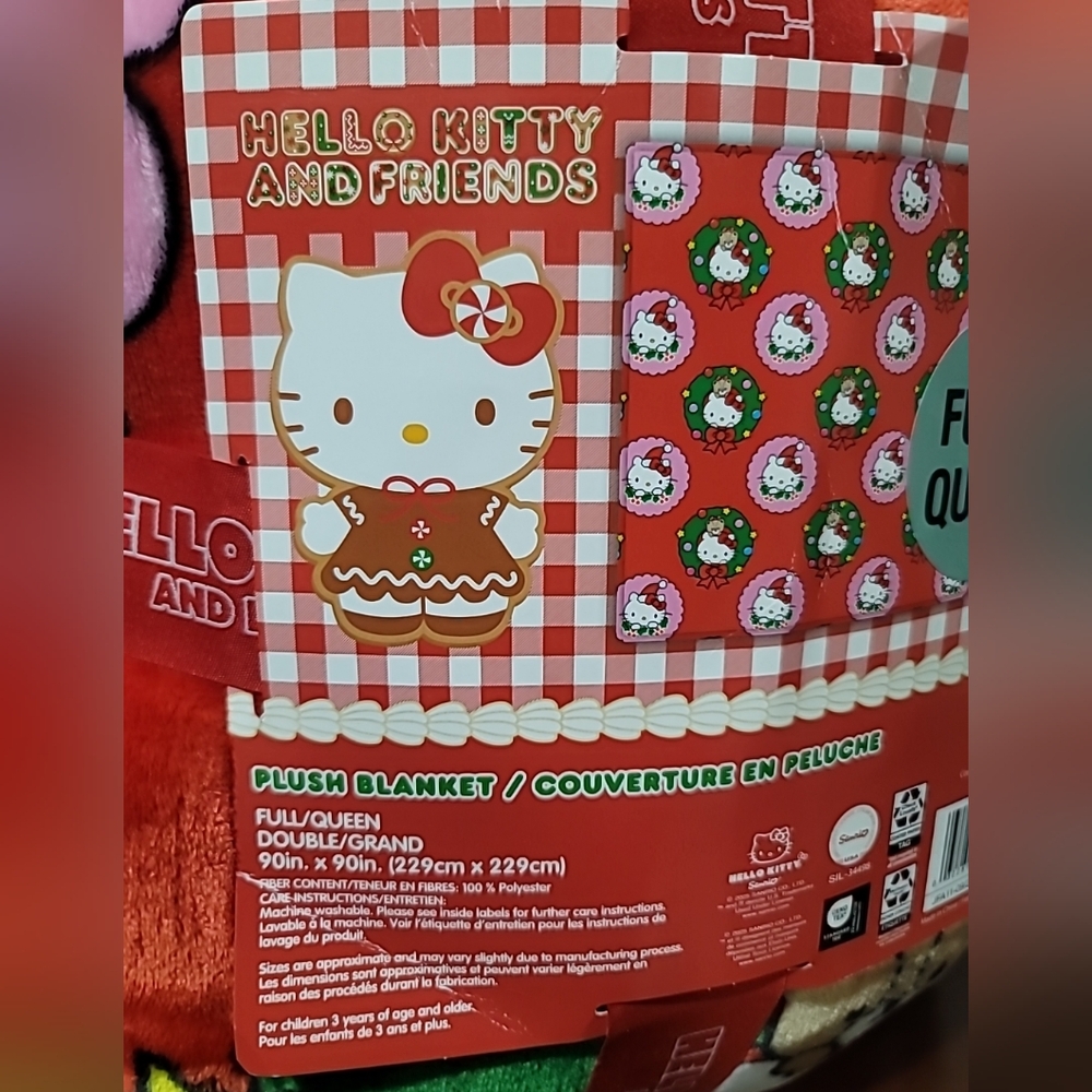 Hello Kitty Red and Pink Plush Blanket Full / Queen 90x90 - Picture 3 of 3